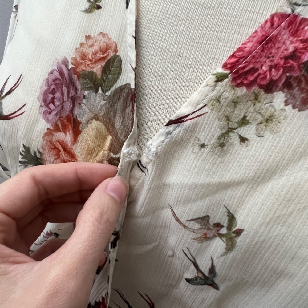 🎉Host Pick🎉 ZARA Trafaluc Bird / Floral Sheer Maxi Dress Sz M - Picture 7 of 15